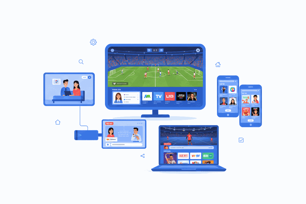 ReflexSat IPTV works on Smart TV, phone, tablet, laptop, and streaming devices